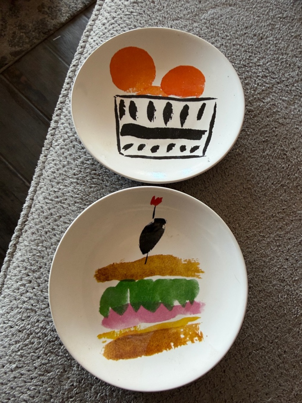 kate spade White Ceramic Plate with Black Logo